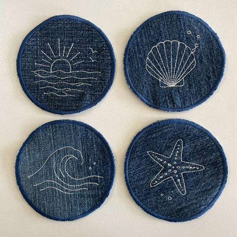 Coastal Mood Embroidered Coaster Set