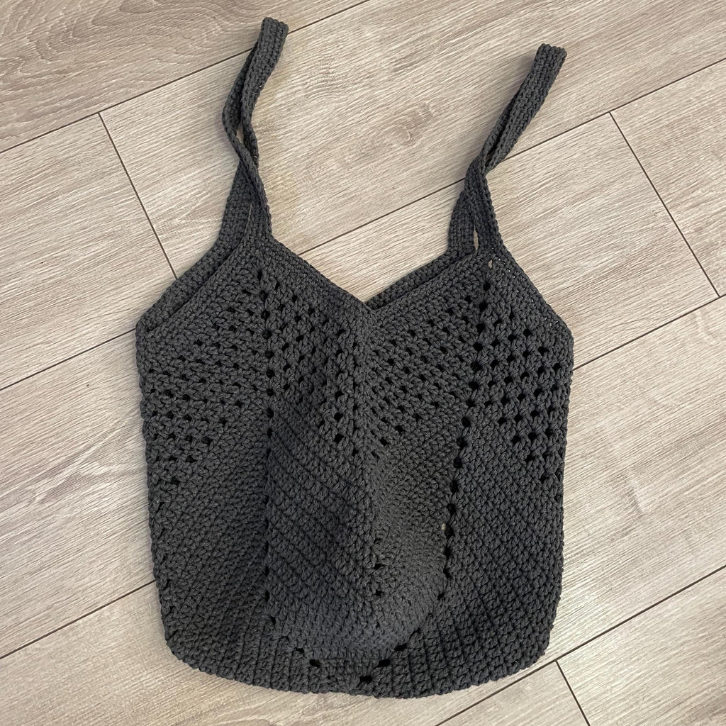 Charcoal Crochet Tote Bag