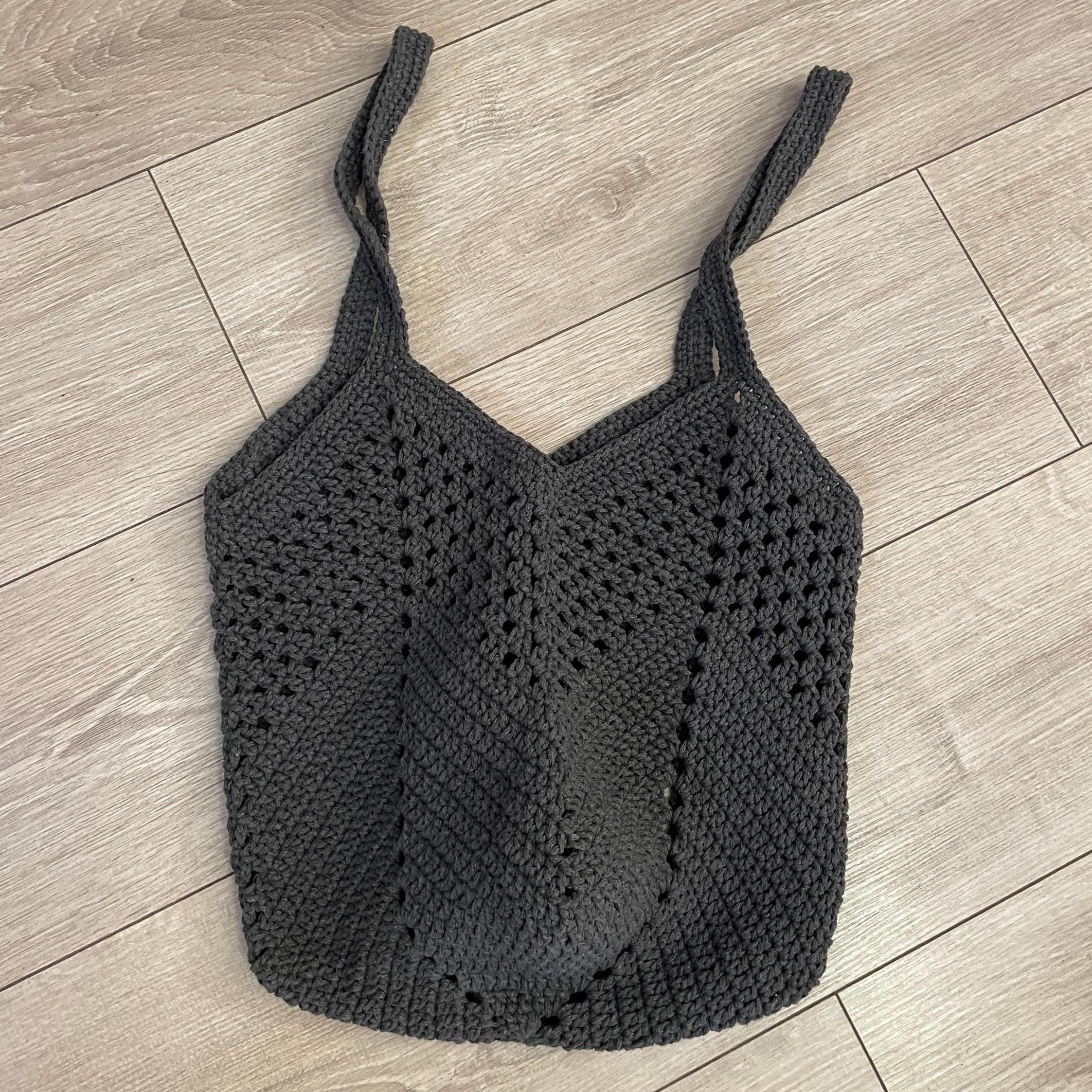 Charcoal Crochet Tote Bag