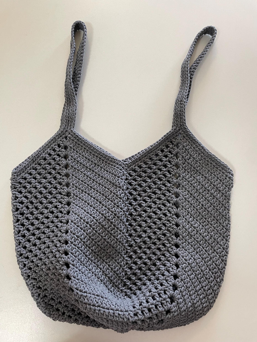 Gray Crochet Tote Bag