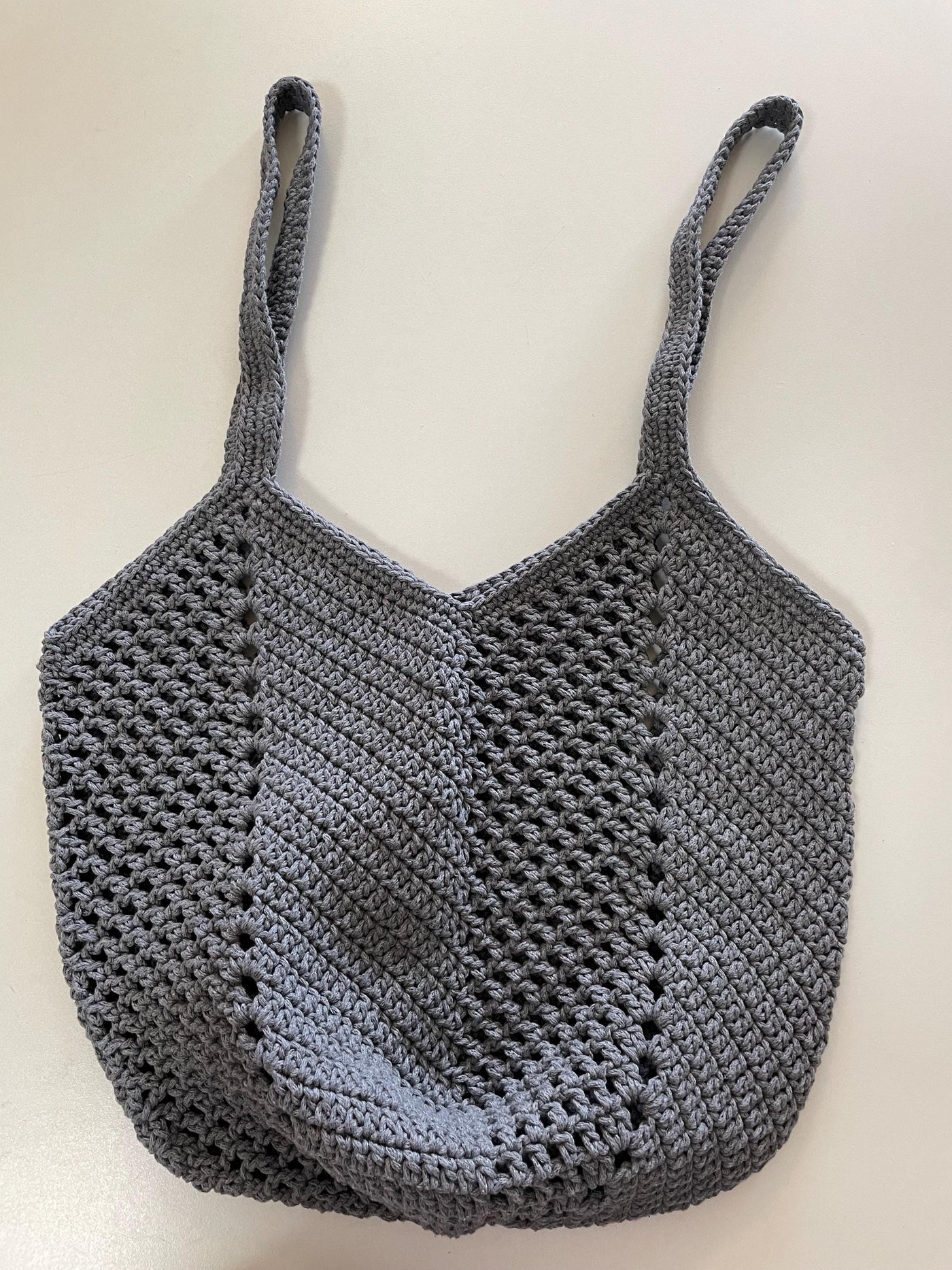 Gray Crochet Tote Bag