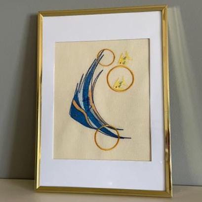 Framed Fish Embroidery Art