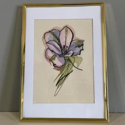 Framed Floral Embroidery Art