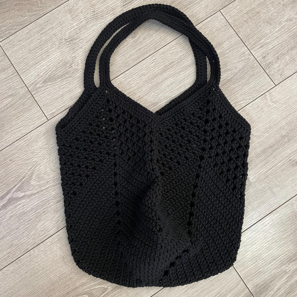 Black Crochet Tote Bag