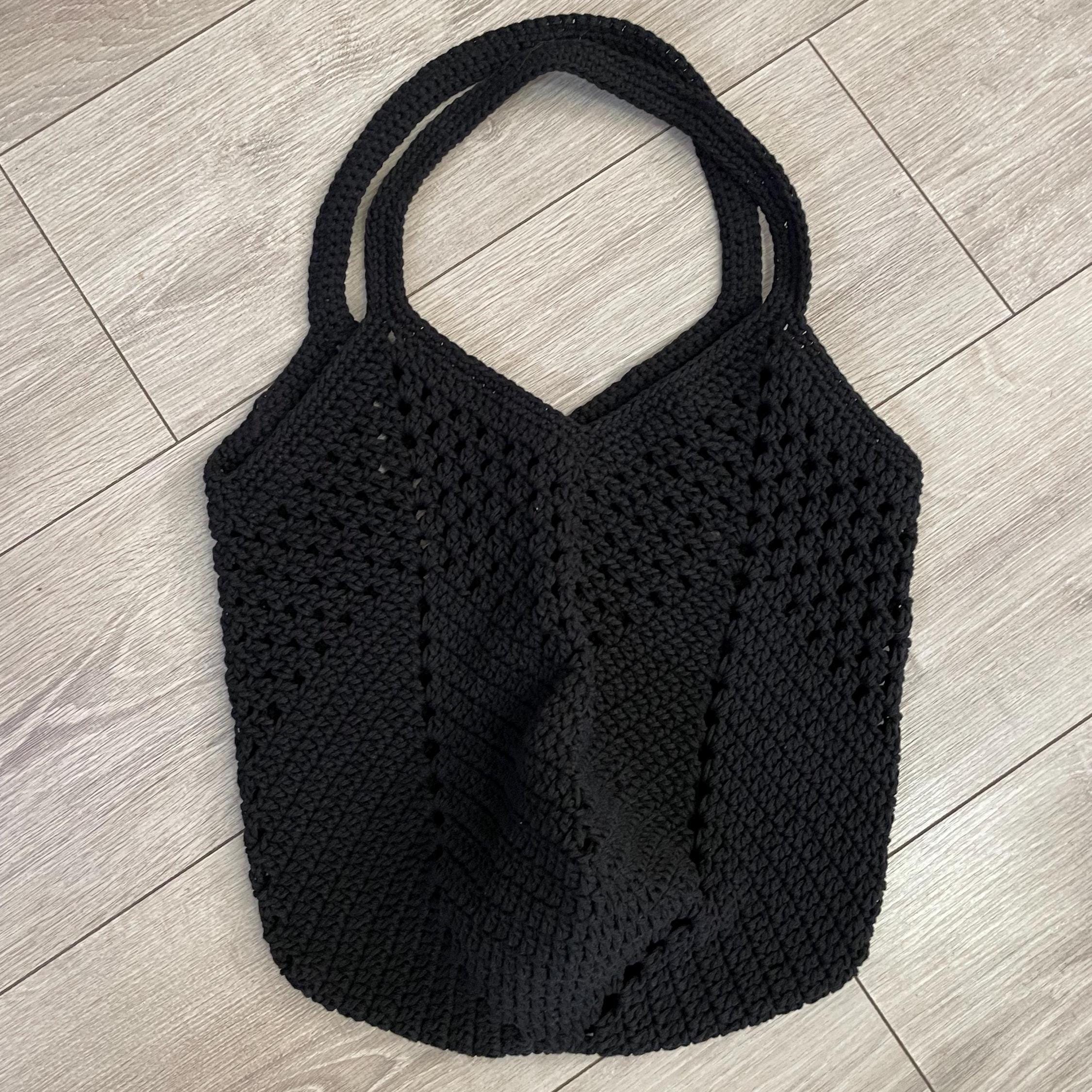 Black Crochet Tote Bag