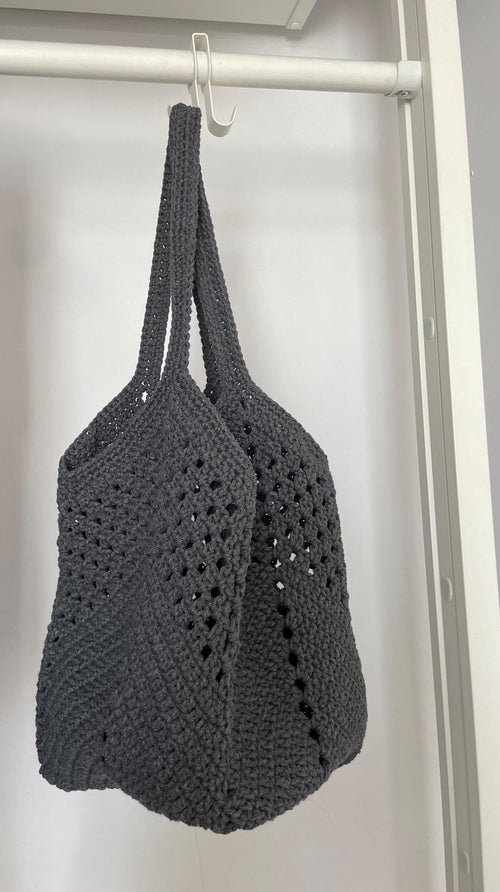 Charcoal Crochet Tote Bag