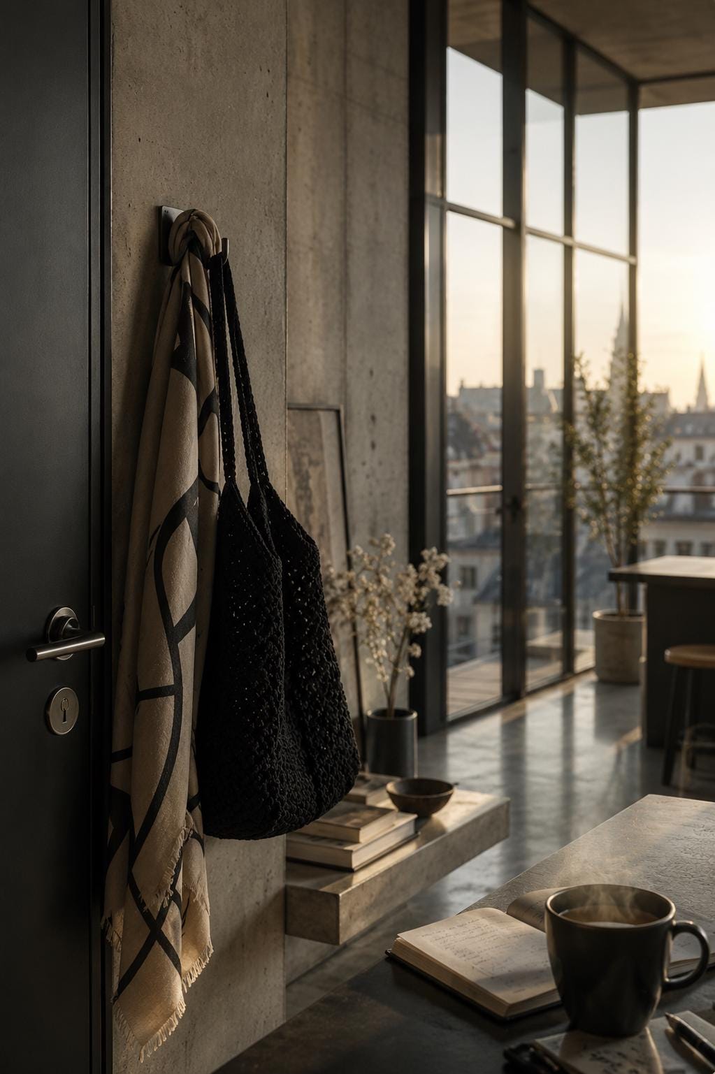 Black Crochet Tote Bag