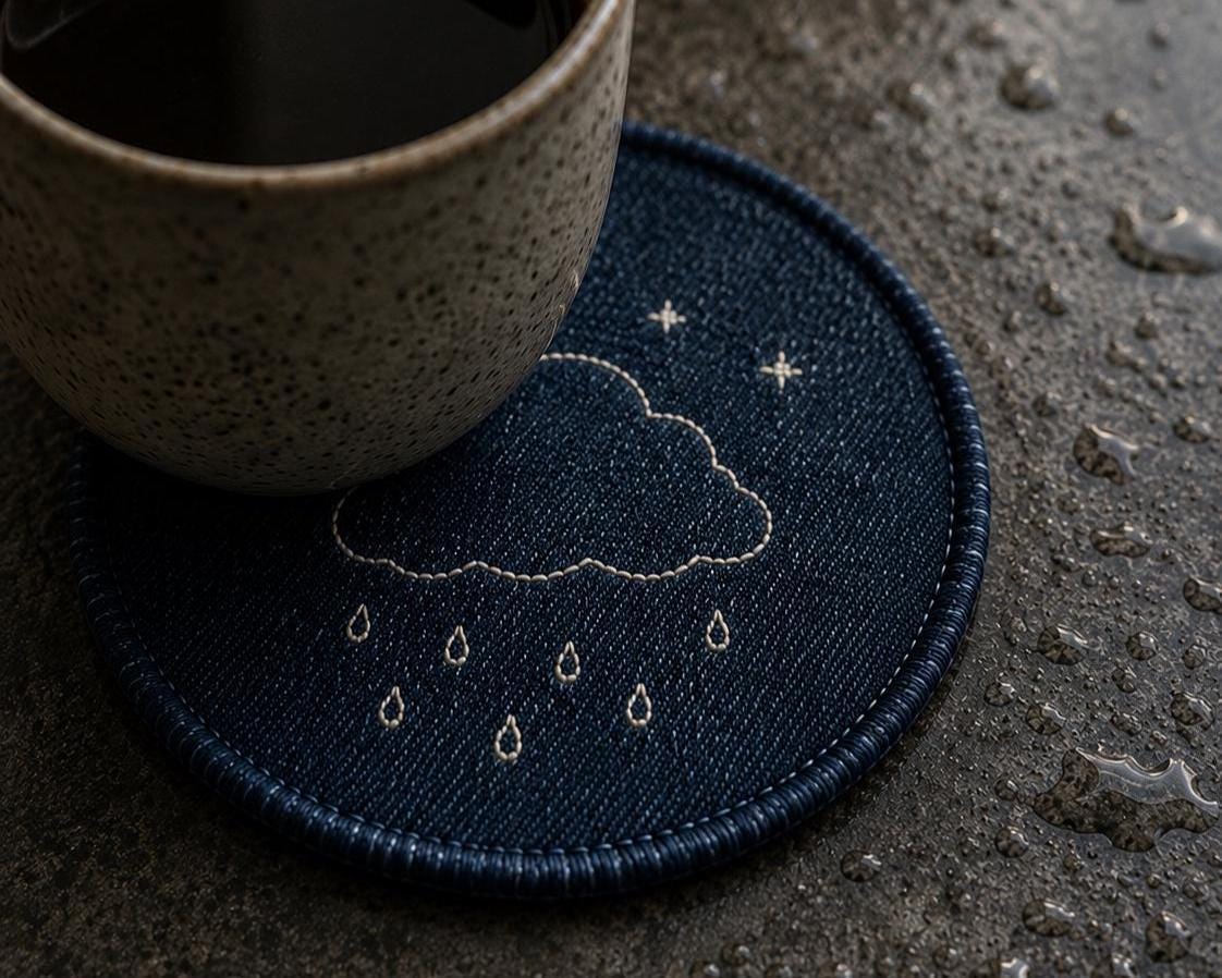 Cloud Mood Embroidered Coaster Set