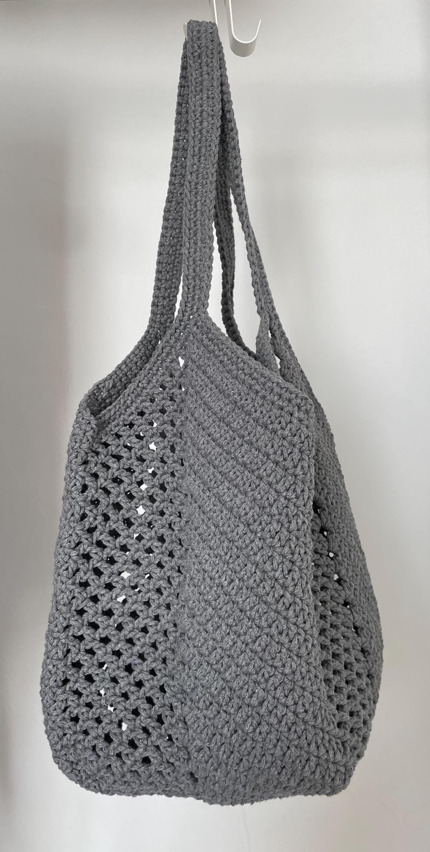 Gray Crochet Tote Bag