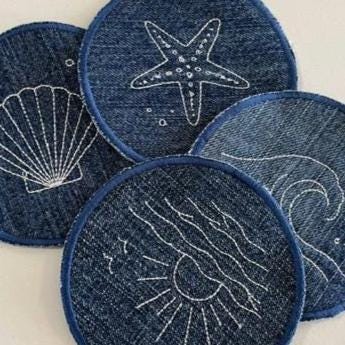 Coastal Mood Embroidered Coaster Set