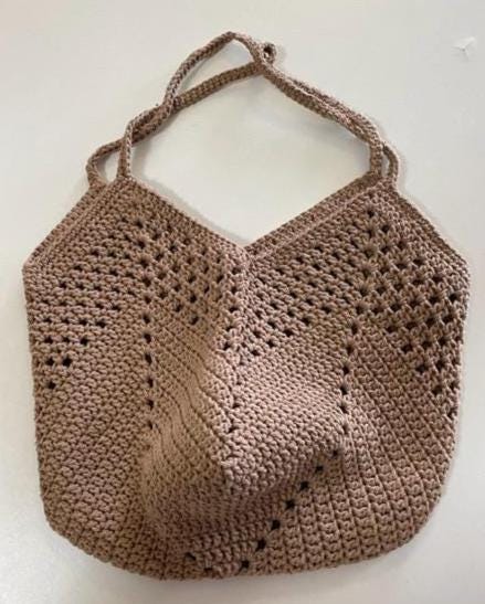 Beige Crochet Tote Bag