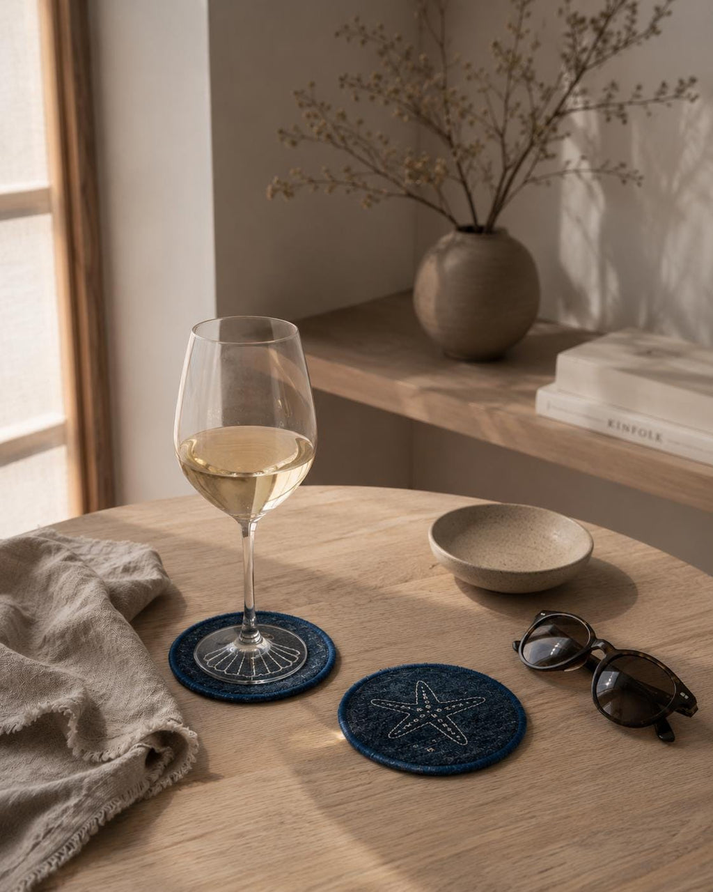 Coastal Mood Embroidered Coaster Set