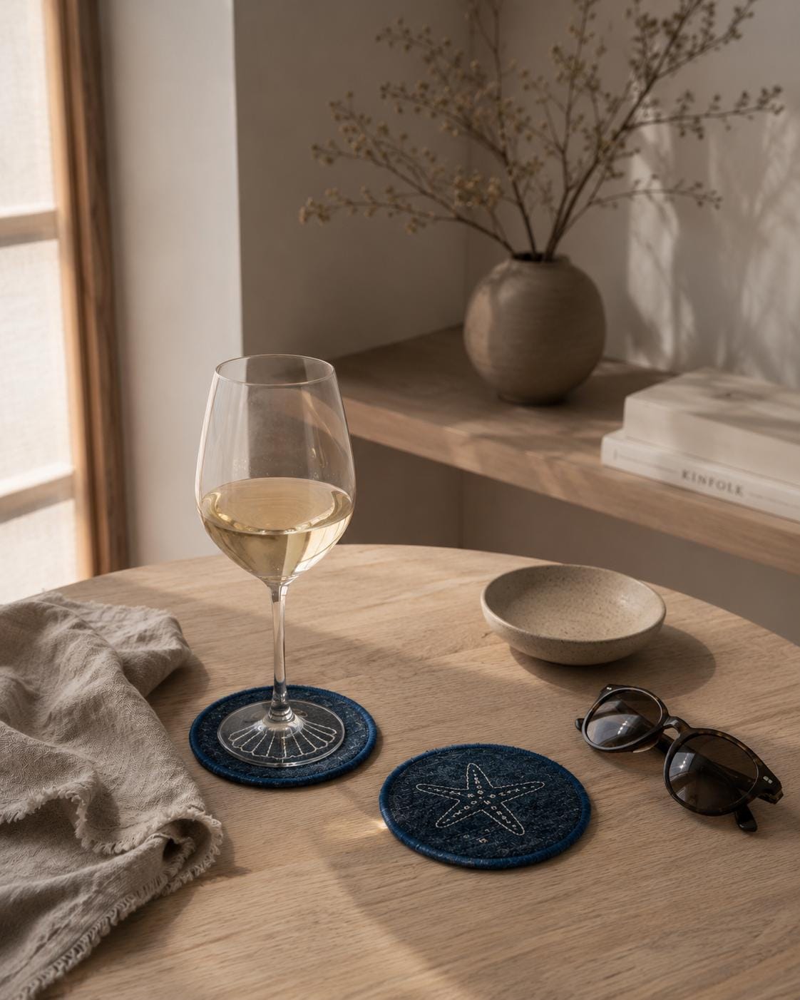 Coastal Mood Embroidered Coaster Set