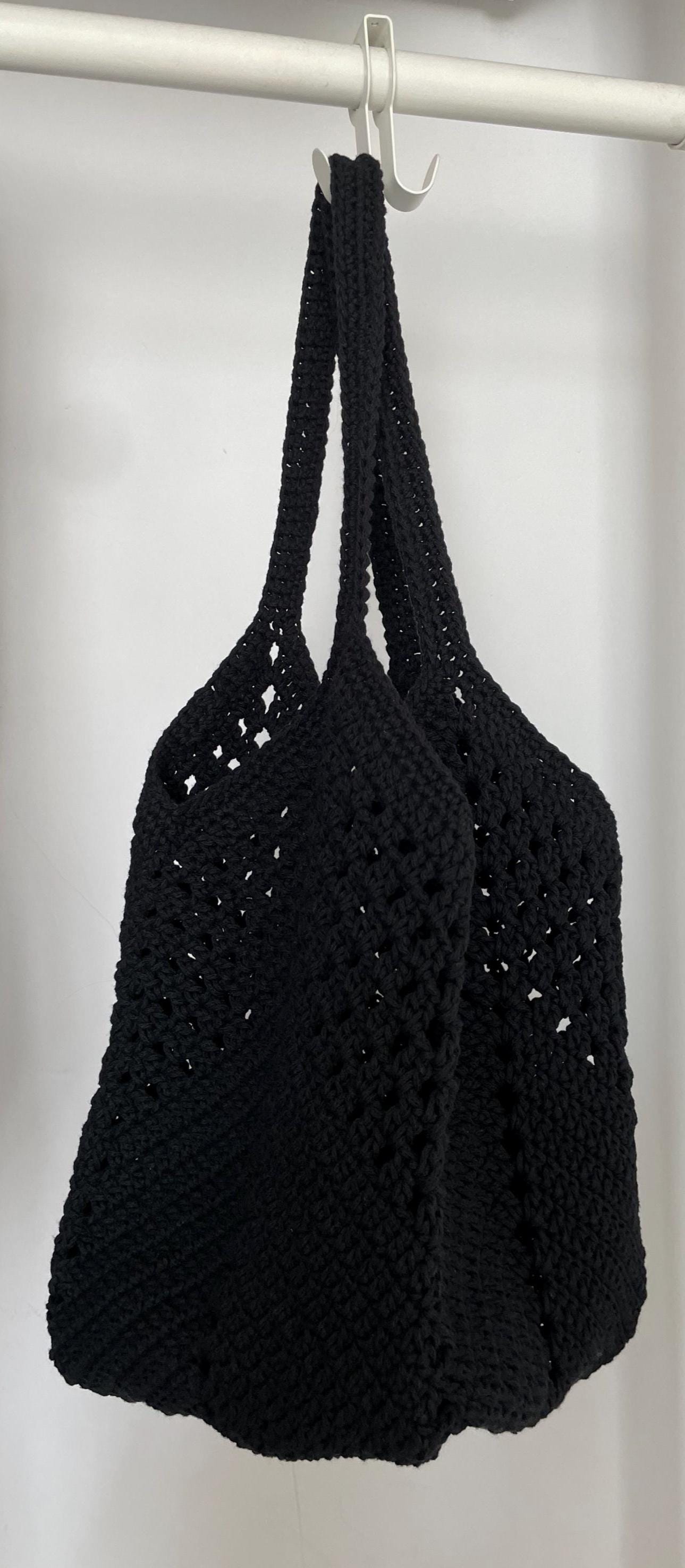 Black Crochet Tote Bag