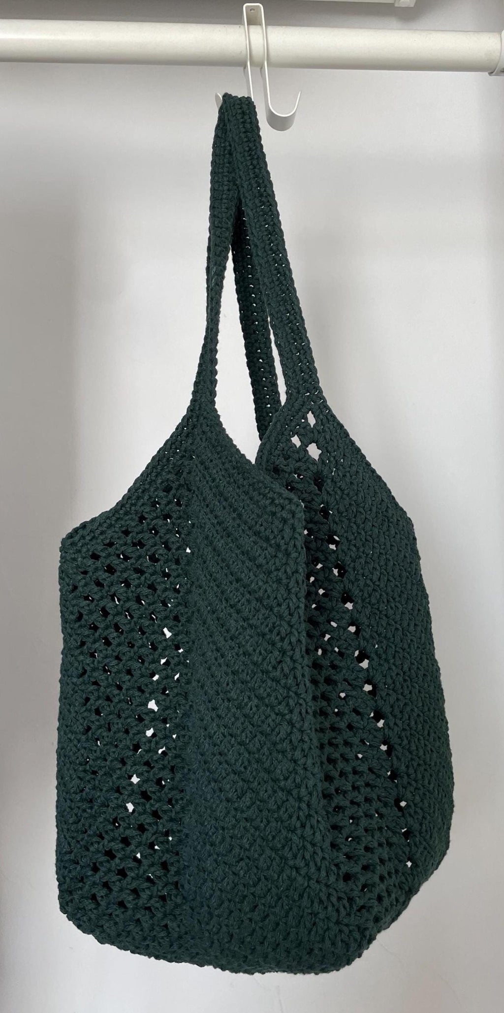 Forest Green Crochet Tote Bag