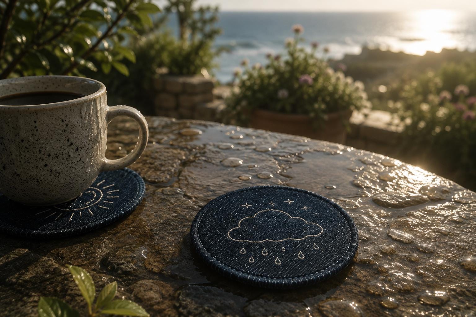 Cloud Mood Embroidered Coaster Set