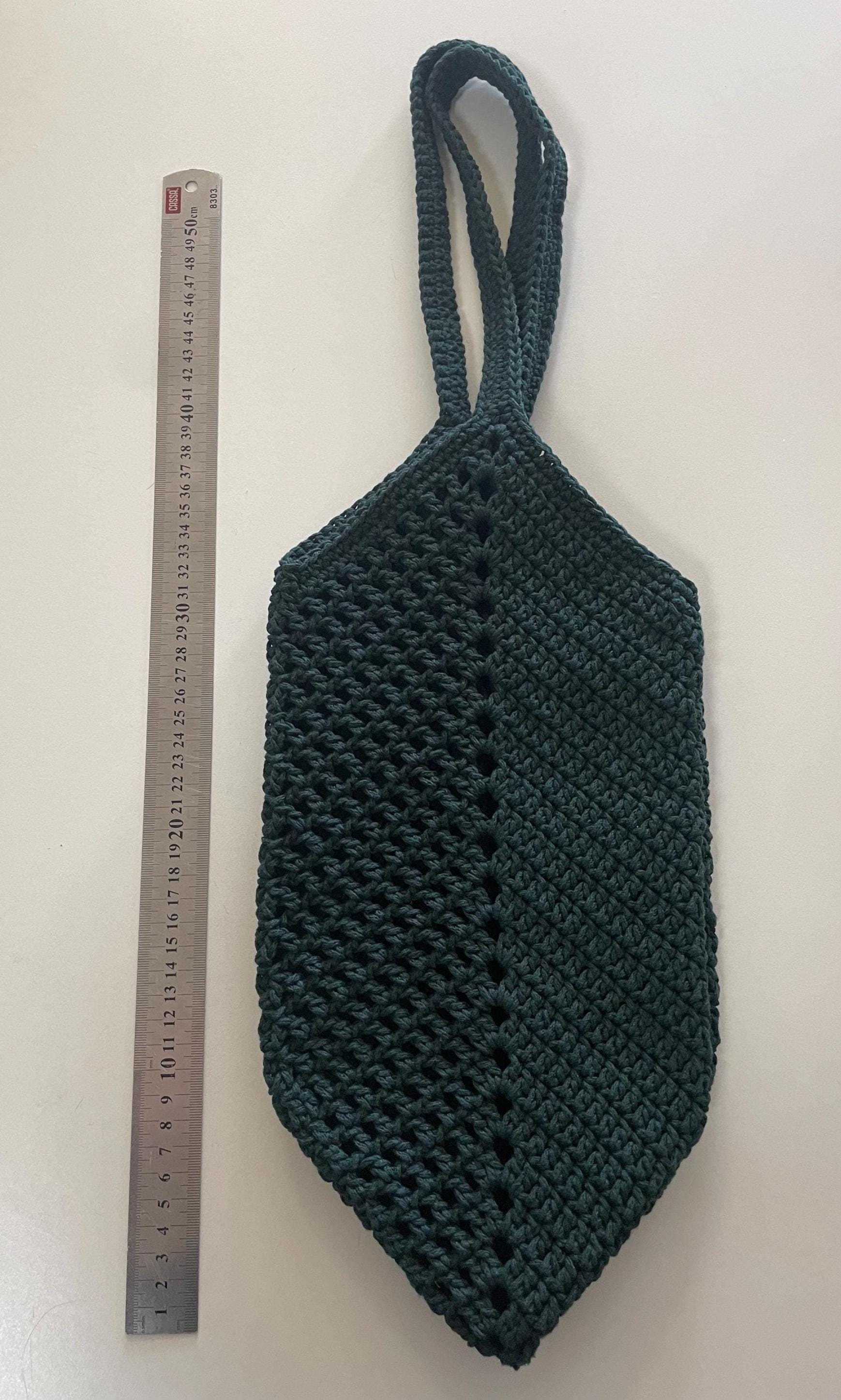 Forest Green Crochet Tote Bag