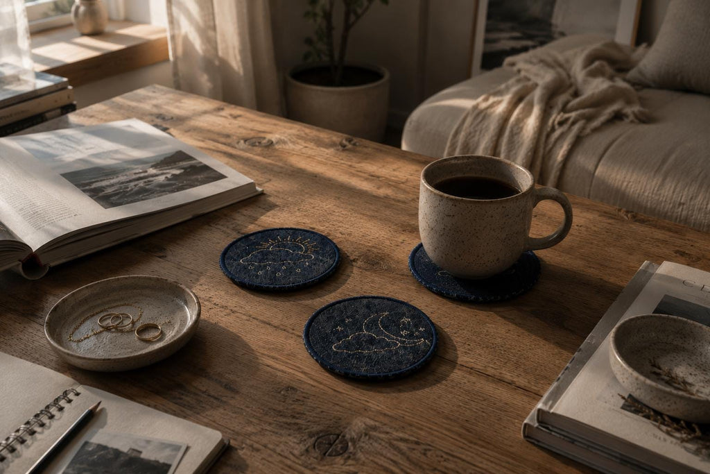 Cloud Mood Embroidered Coaster Set