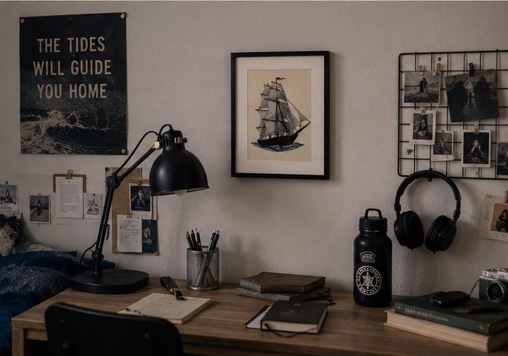 Framed Ship Embroidery Art