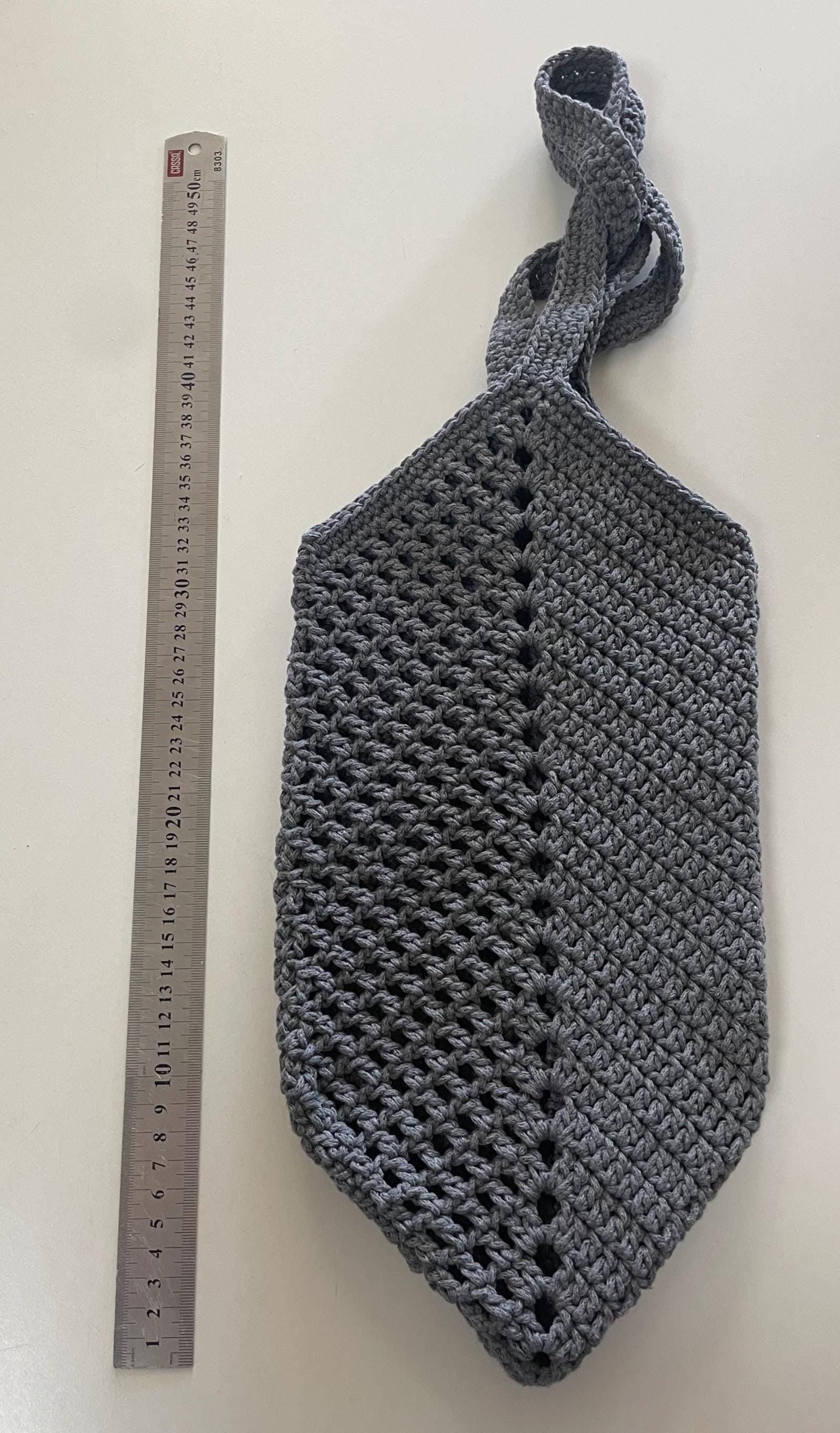 Gray Crochet Tote Bag